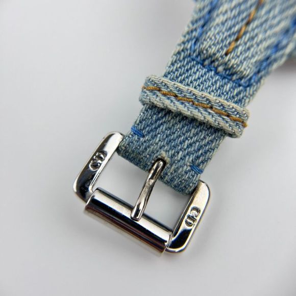 Christian DIOR Accessories Bracelet Bangle Dior Logo Blue Denim Vintage Women - Picture 14 of 16